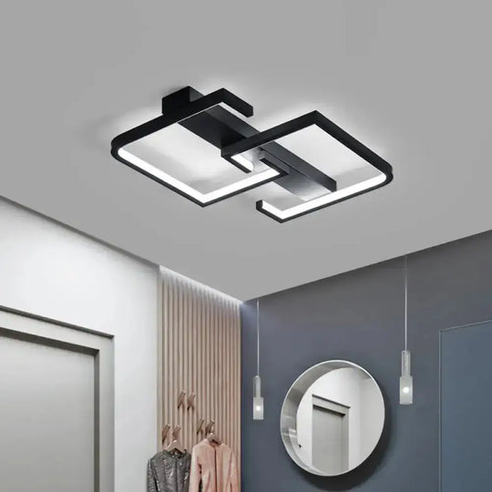 Modern Black Metal C Letter Led Ceiling Light With Warm/White Semi Flush Mount / Warm