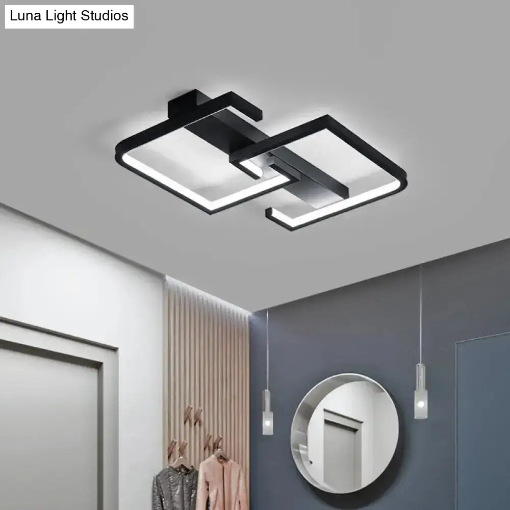 Modern Black Metal C Letter Led Ceiling Light With Warm/White Semi Flush Mount