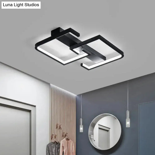 Modern Black Metal C Letter Led Ceiling Light With Warm/White Semi Flush Mount