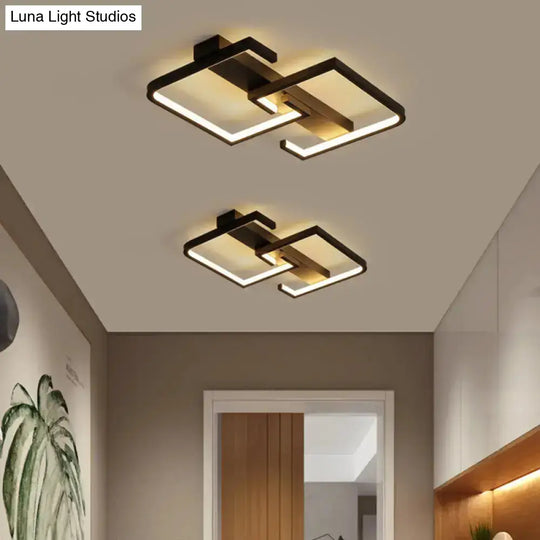 Modern Black Metal C Letter Led Ceiling Light With Warm/White Semi Flush Mount