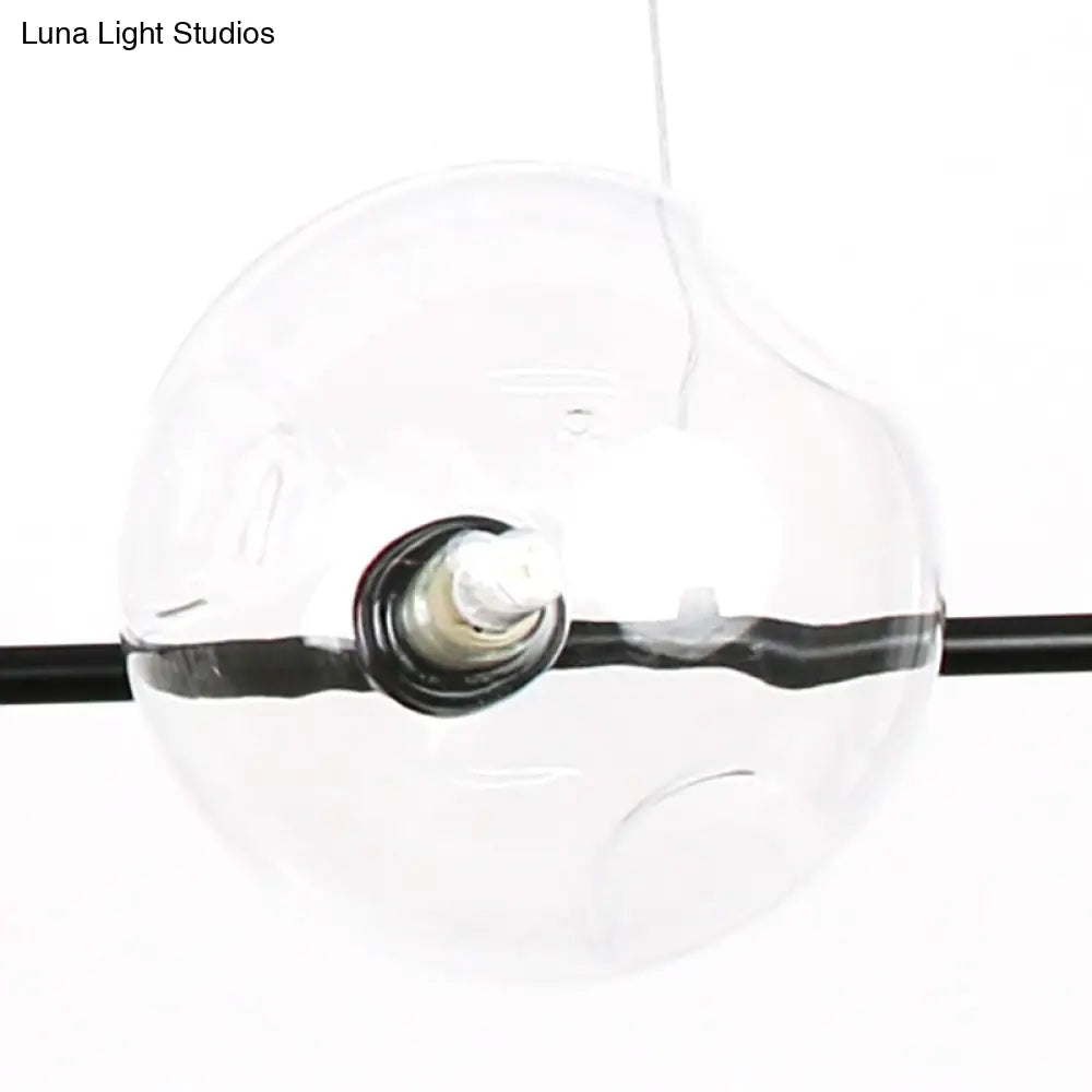 Modern Black Metal Chandelier With Glass Bubble Shade 6-Light Restaurant Hanging Pendant For Stylish