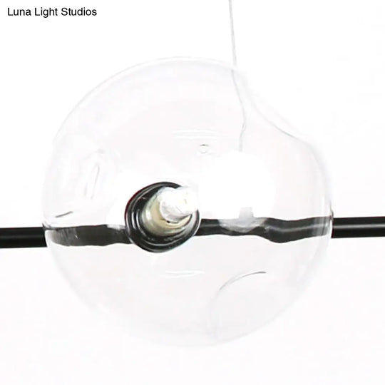 Modern Black Metal Chandelier With Glass Bubble Shade 6-Light Restaurant Hanging Pendant For Stylish