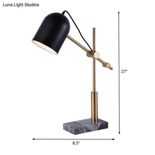 Modern Black Metal Cylinder Table Light - Small Desk Lamp With Rotating Node