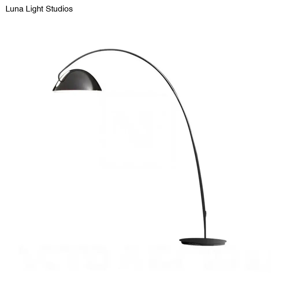 Modern Black Metal Floor Lamp With Unique Linear Capsule Arch Design For Living Room