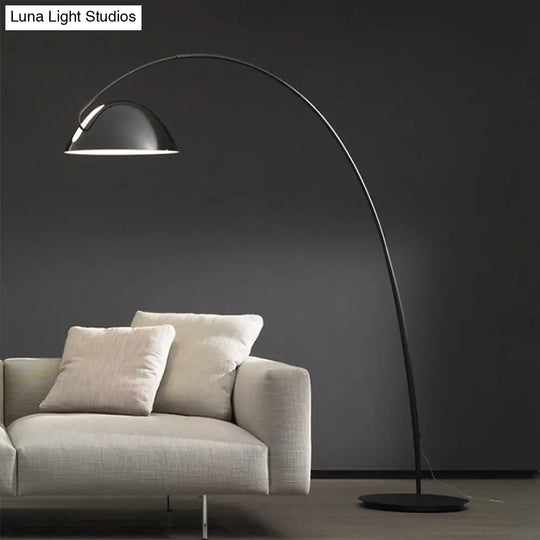 Modern Black Metal Floor Lamp With Unique Linear Capsule Arch Design For Living Room