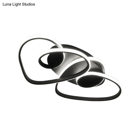 Modern Black Metal Led Ceiling Fixture With Dual Loving Heart Design Warm/White Light - Bedroom