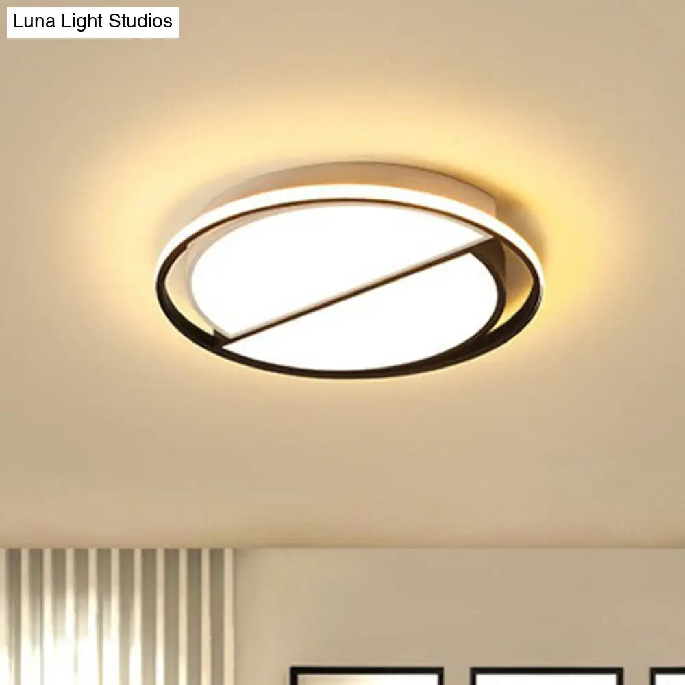 Modern Black Metal Led Ceiling Light For Study Room - Splicing Round Design