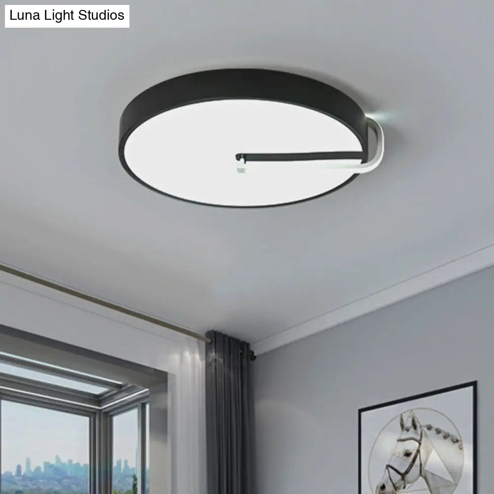 Modern Black Metal Led Drum Flush Mount Ceiling Lamp 16/19.5 Wide - Perfect For Bedroom Lighting /