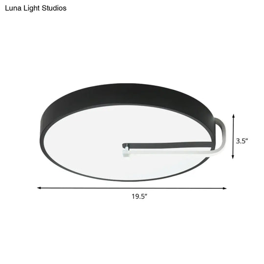 Modern Black Metal Led Drum Flush Mount Ceiling Lamp 16’/19.5’ Wide - Perfect For Bedroom Lighting