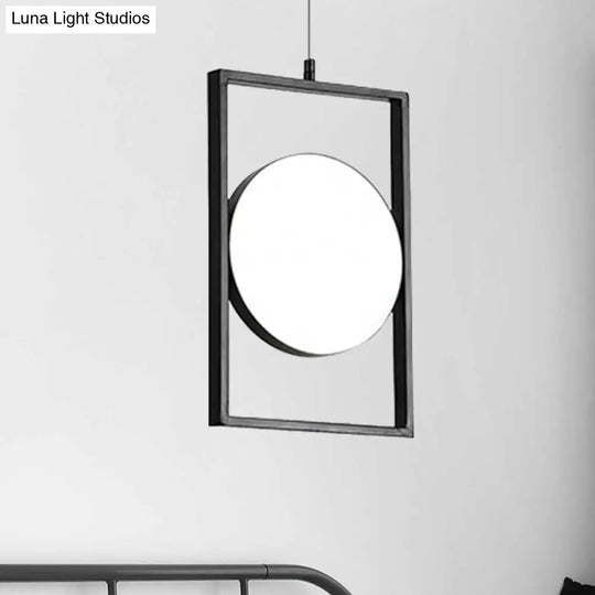 Post Modern Led Hanging Light Fixture Black Rectangle Pendant With Flexible Horizontal/Vertical