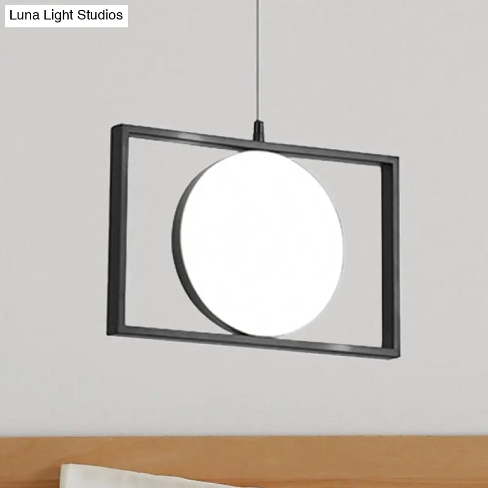 Post Modern Led Hanging Light Fixture Black Rectangle Pendant With Flexible Horizontal/Vertical