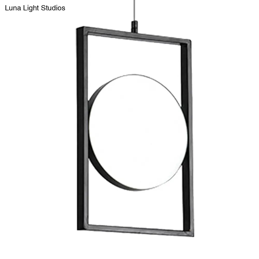 Post Modern Led Hanging Light Fixture Black Rectangle Pendant With Flexible Horizontal/Vertical