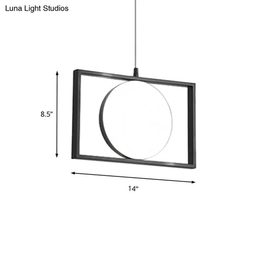 Post Modern Led Hanging Light Fixture Black Rectangle Pendant With Flexible Horizontal/Vertical