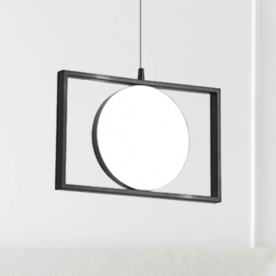 Modern Black Metal Led Pendant Hanging Light Horizontal/Vertical Suspension Fixture / Horizontal