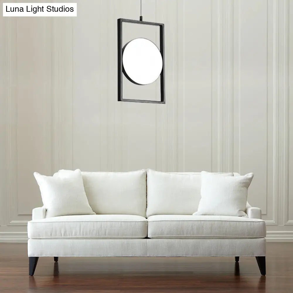 Post Modern Led Hanging Light Fixture Black Rectangle Pendant With Flexible Horizontal/Vertical