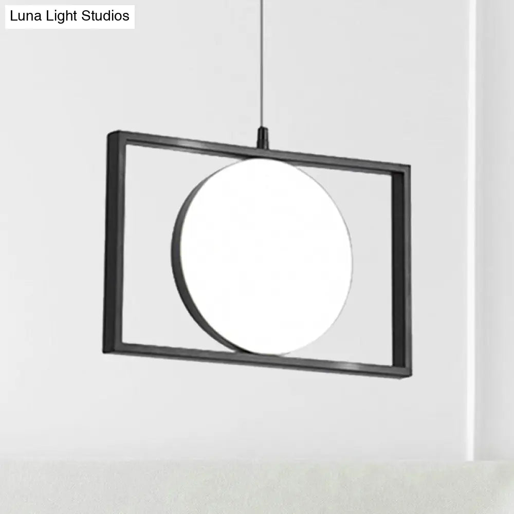 Post Modern Led Hanging Light Fixture Black Rectangle Pendant With Flexible Horizontal/Vertical