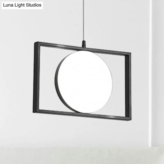 Post Modern Led Hanging Light Fixture Black Rectangle Pendant With Flexible Horizontal/Vertical