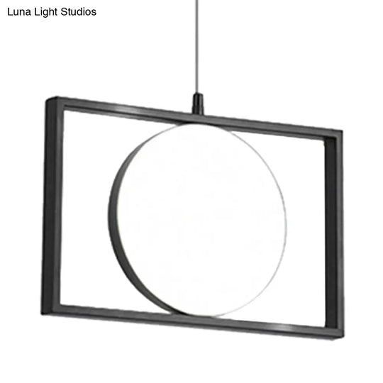 Post Modern Led Hanging Light Fixture Black Rectangle Pendant With Flexible Horizontal/Vertical