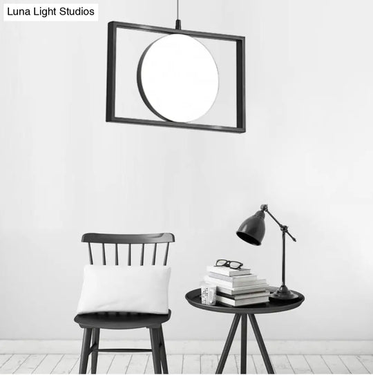 Post Modern Led Hanging Light Fixture Black Rectangle Pendant With Flexible Horizontal/Vertical