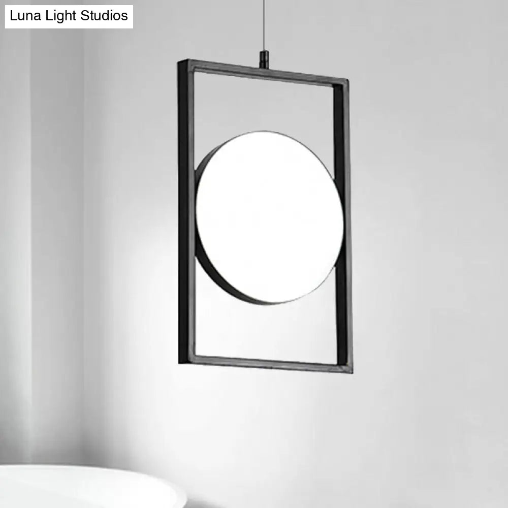 Post Modern Led Hanging Light Fixture Black Rectangle Pendant With Flexible Horizontal/Vertical