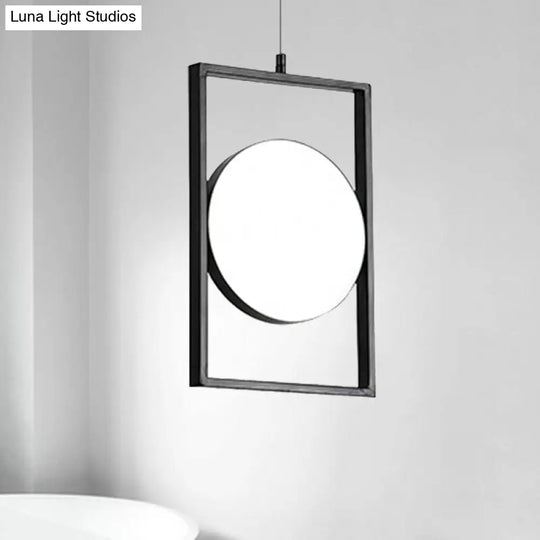 Post Modern Led Hanging Light Fixture Black Rectangle Pendant With Flexible Horizontal/Vertical