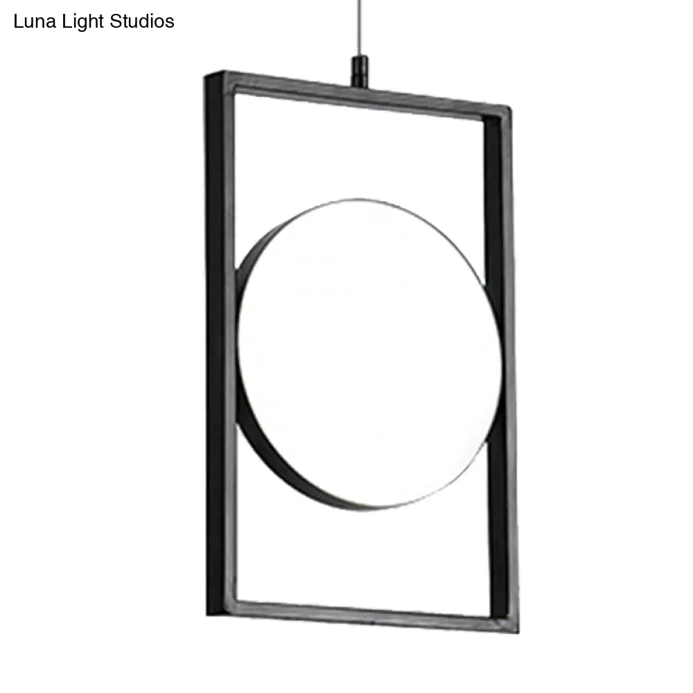 Modern Black Metal Led Pendant Hanging Light Horizontal/Vertical Suspension Fixture