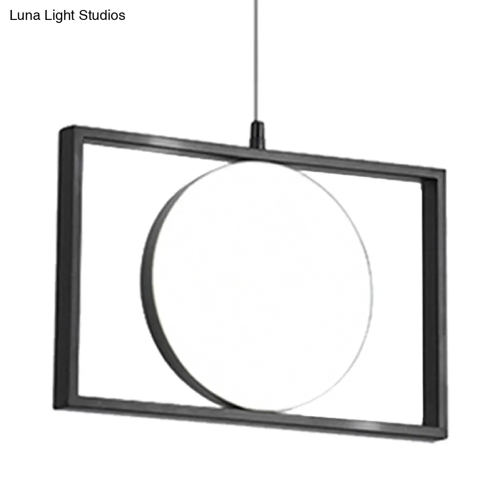 Modern Black Metal Led Pendant Hanging Light Horizontal/Vertical Suspension Fixture