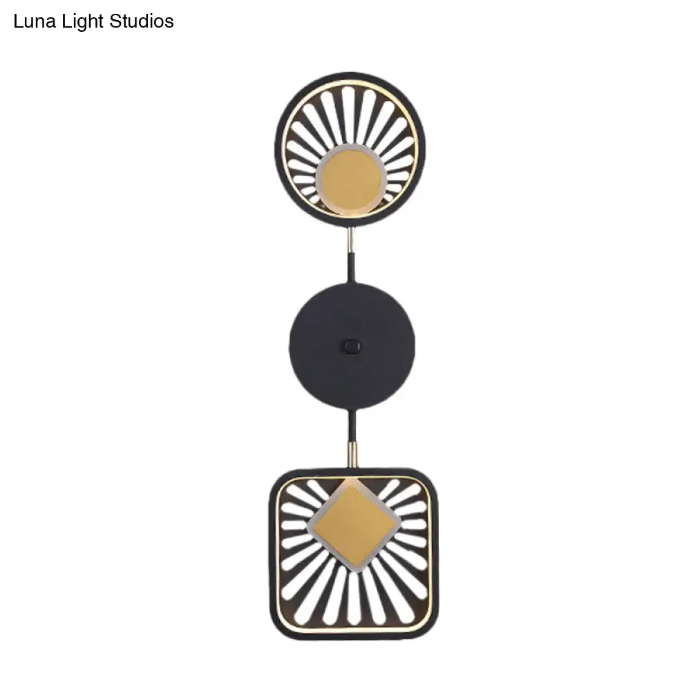 Modern Black Metal Led Wall Sconce For Living Room - Contemporary Sector Design