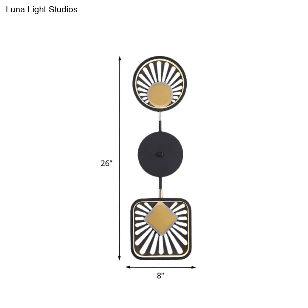 Modern Black Metal Led Wall Sconce For Living Room - Contemporary Sector Design