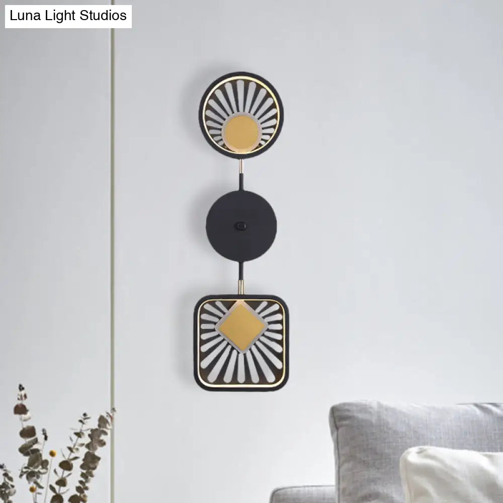 Modern Black Metal Led Wall Sconce For Living Room - Contemporary Sector Design