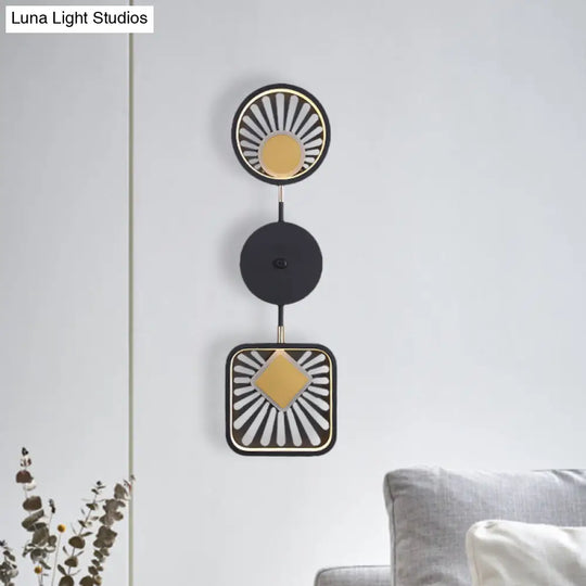 Modern Black Metal Led Wall Sconce For Living Room - Contemporary Sector Design