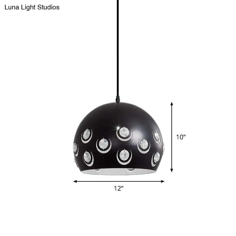 Minimalist Black Metal Shade Pendant Ceiling Lamp With Domed Suspension