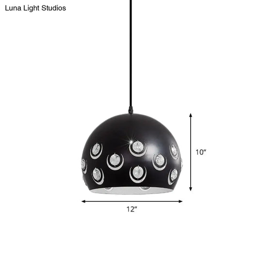 Minimalist Black Metal Shade Pendant Ceiling Lamp With Domed Suspension