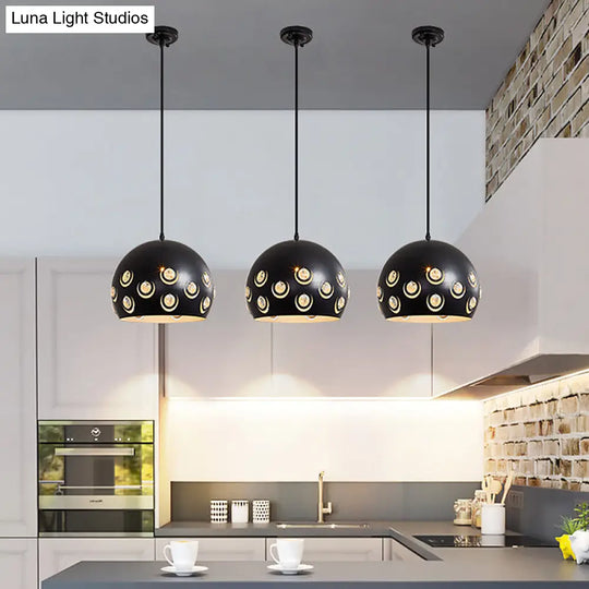 Minimalist Black Metal Shade Pendant Ceiling Lamp With Domed Suspension