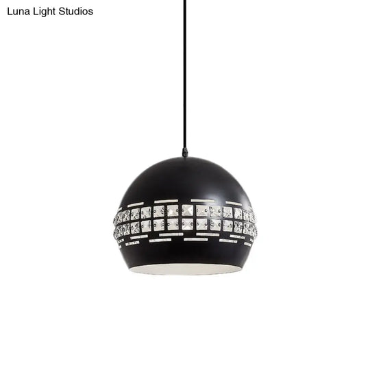 Minimalist Black Metal Shade Pendant Ceiling Lamp With Domed Suspension