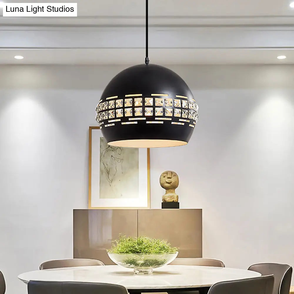 Minimalist Black Metal Shade Pendant Ceiling Lamp With Domed Suspension