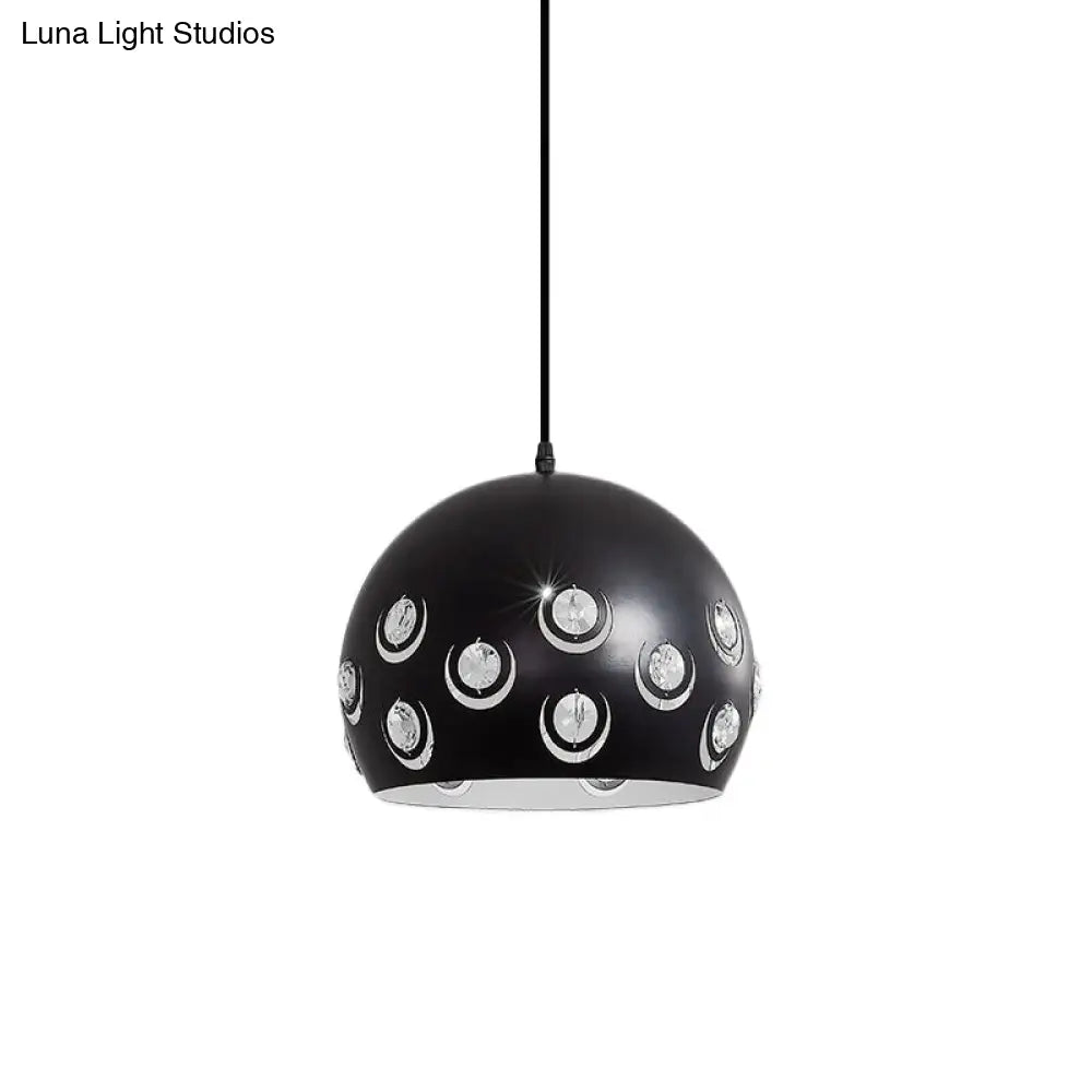 Minimalist Black Metal Shade Pendant Ceiling Lamp With Domed Suspension