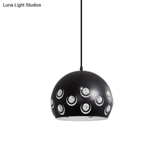 Minimalist Black Metal Shade Pendant Ceiling Lamp With Domed Suspension