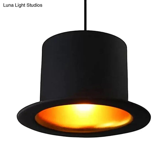 Modern Black Metal Hat Pendant Light For Dining Room - 1 6.5/7 Wide