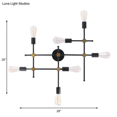 Modern Black Metal Sconce With 7 Bulbs - Contemporary Wall Lamp