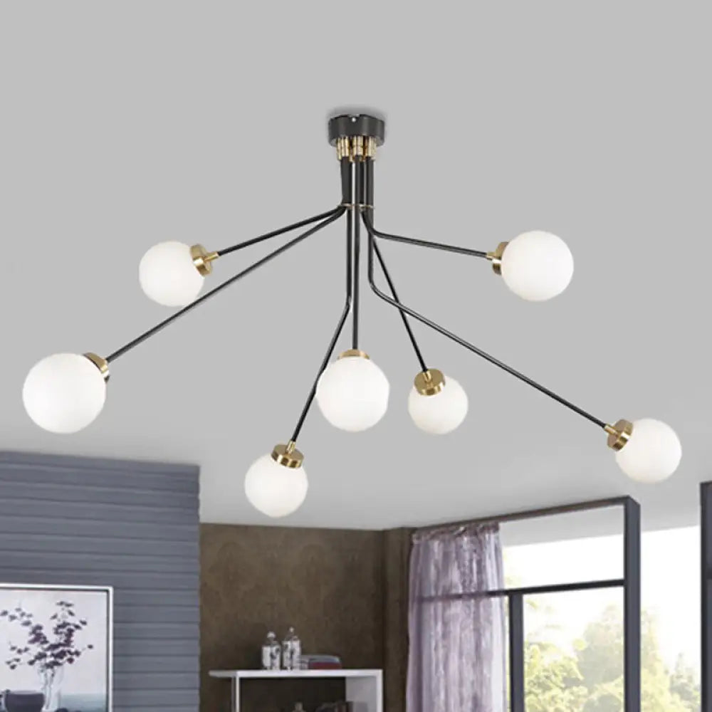 Modern Black Metal Semi Flush Ceiling Lamp - 3/7 Lights Dining Room Lighting Fixture 7 /