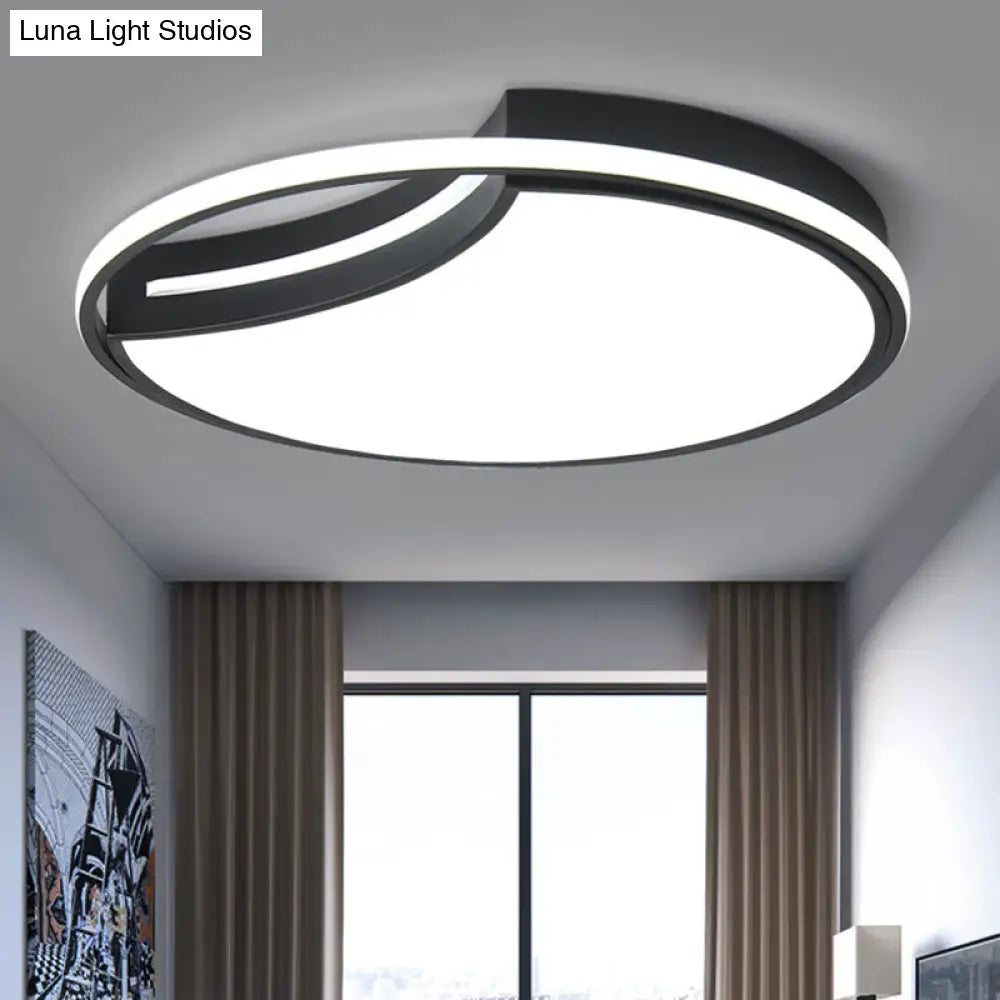 Modern Black Metal Splicing Led Circle Flush Mount Ceiling Light For Bedrooms