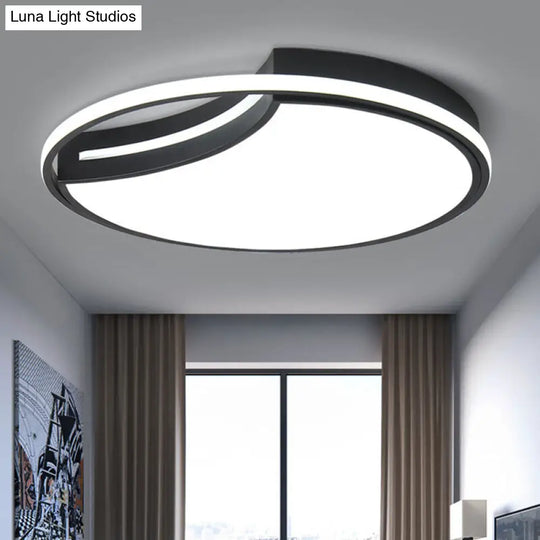 Modern Black Metal Splicing Led Circle Flush Mount Ceiling Light For Bedrooms