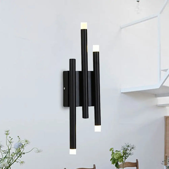 Modern Black Metal Wall Lamp - 2/4 Lights Simple Linear Design For Hallway 4 /