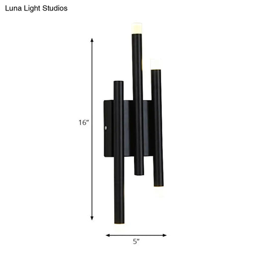 Modern Black Metal Wall Lamp - 2/4 Lights Simple Linear Design For Hallway