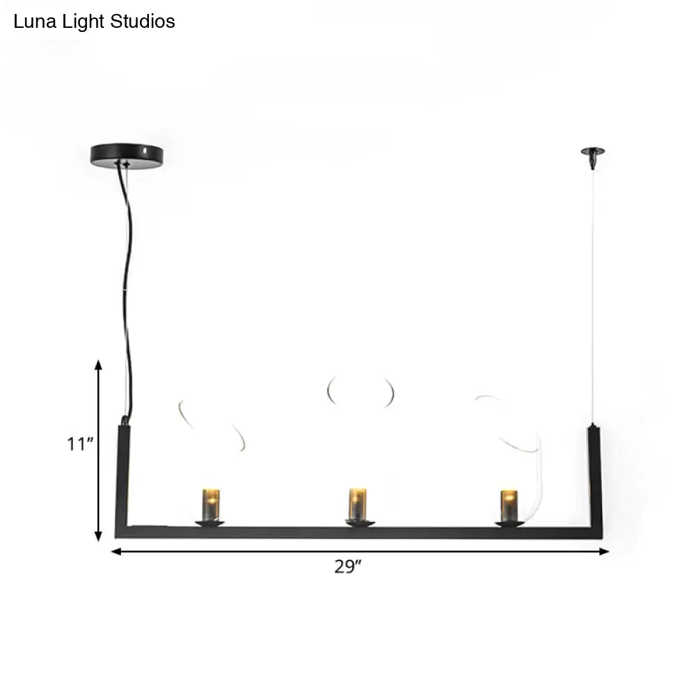 Modern Black Metallic Linear Chandelier With Oblique Clear Shade Led Pendant Light - Warm/White