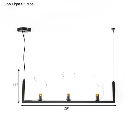 Modern Black Metallic Linear Chandelier With Oblique Clear Shade Led Pendant Light - Warm/White