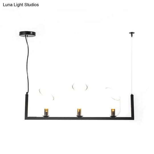 Modern Black Metallic Linear Chandelier With Oblique Clear Shade Led Pendant Light - Warm/White