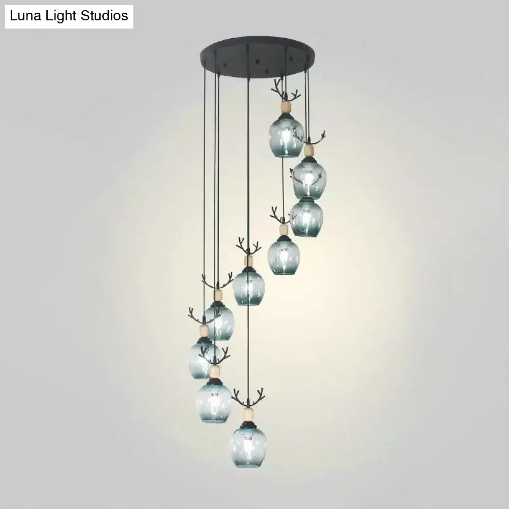 Modern Black Multi-Light Pendant Ceiling Lamp With Glass Shades