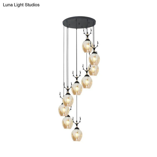 Modern Black Multi-Light Pendant Ceiling Lamp With Glass Shades